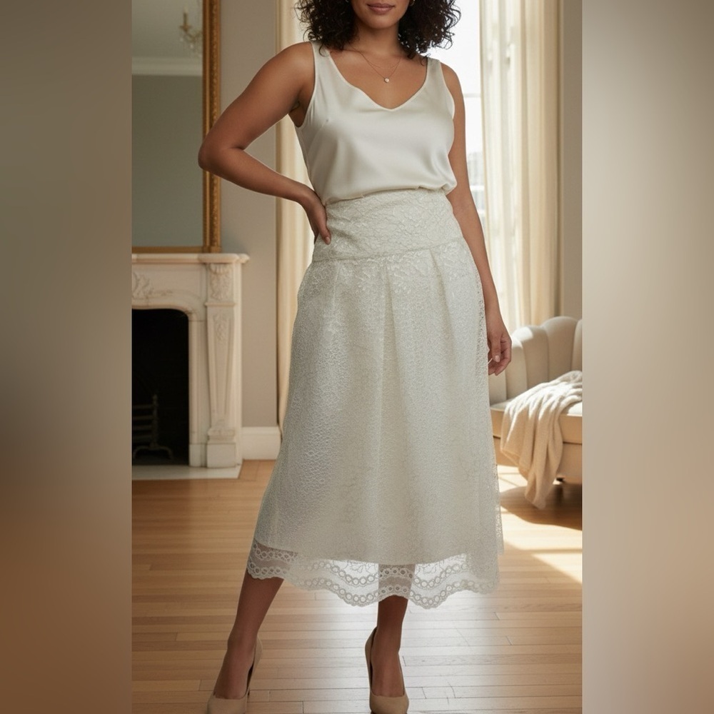 Sunny Choi Vintage Ivory Lace Skirt